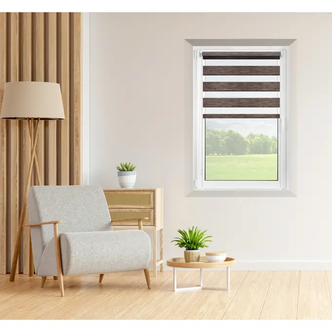 Roleta bezinwazyjna dzień noc MISTO Brązowa